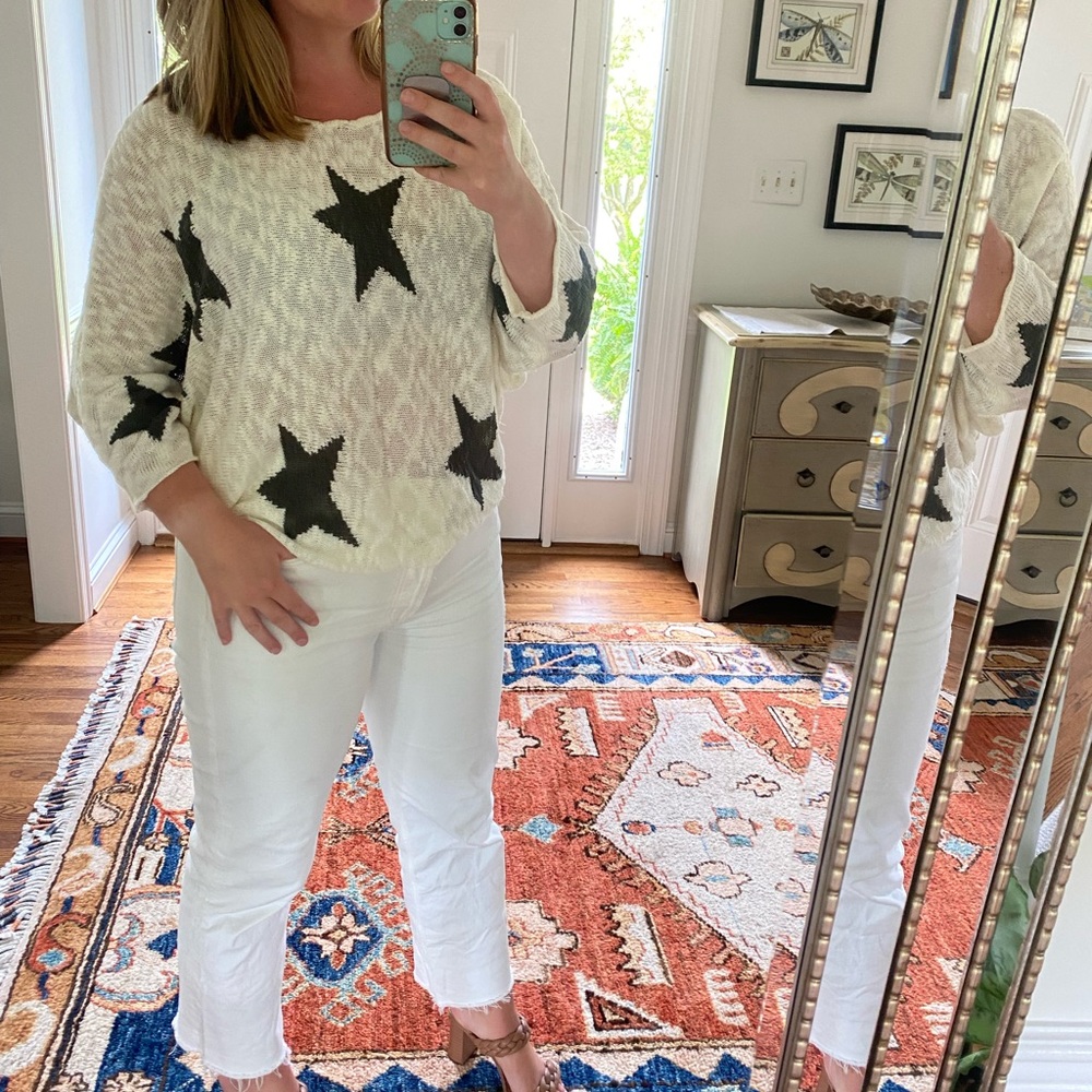 Wishlist Cream and Grey Star Sweater